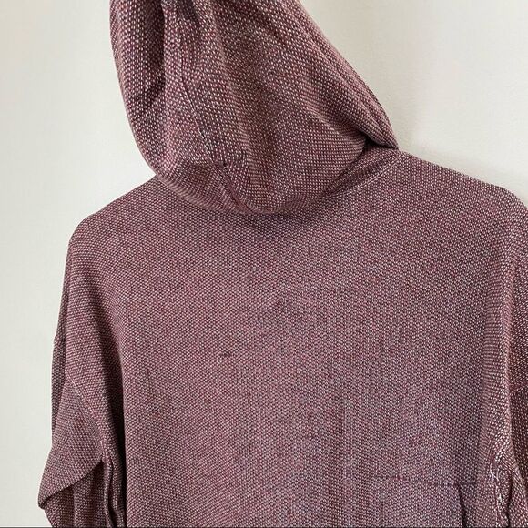 Max Studio Tunic Hoodie Striped Hooded High/low Funnel Neck Burgundy Casual Cute - Picture 10 of 14